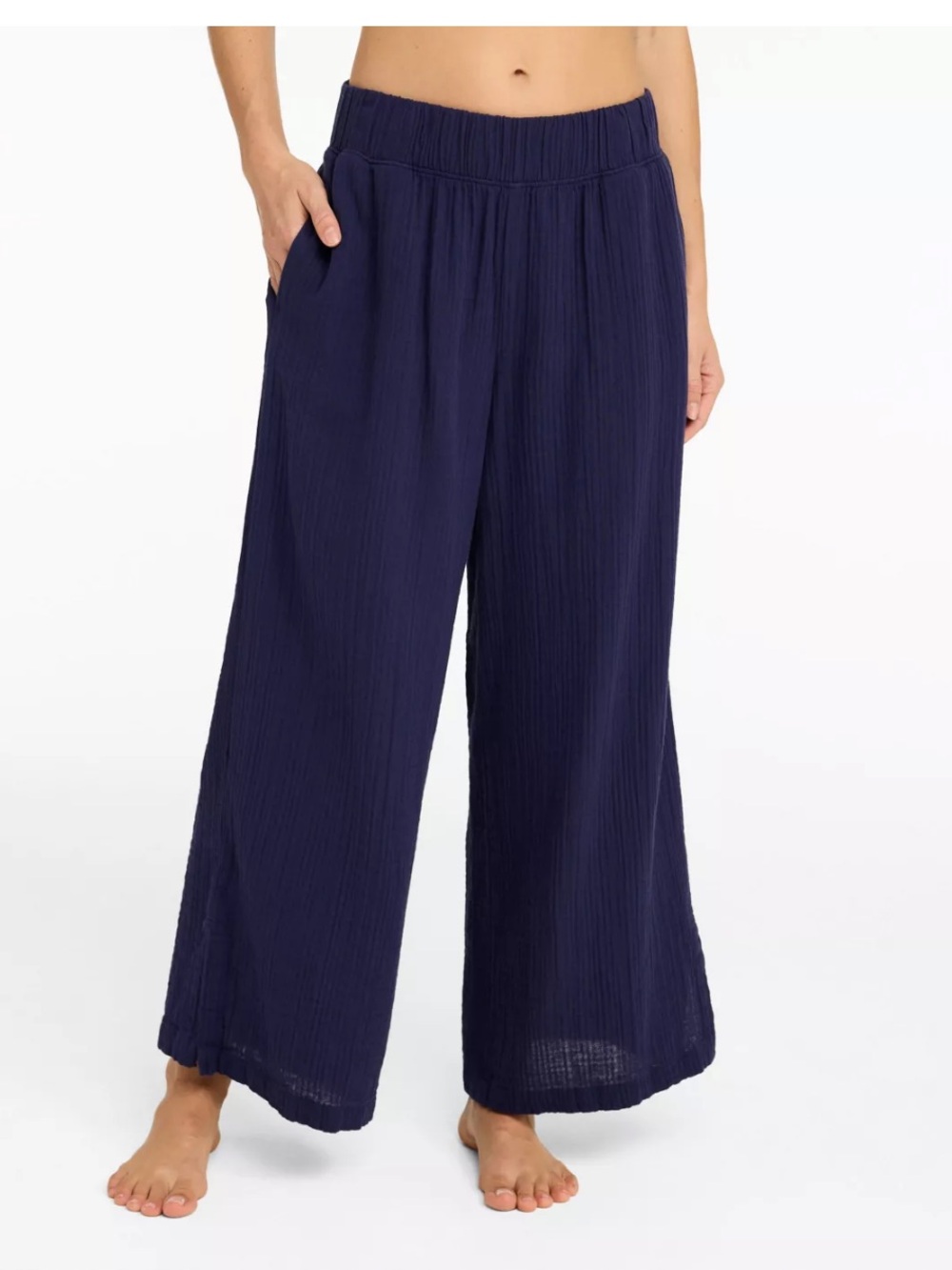 L.L. Bean Women’s Cloud Gauze Wide Leg Pants Size Small Blue High Rise NWT